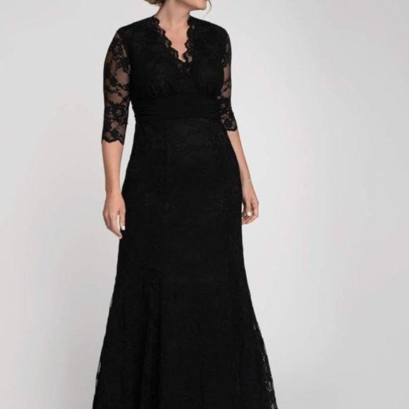Kiyonna Women's Plus Size Screen Siren Lace Evening Gown 3X Black - Picture 4 of 5